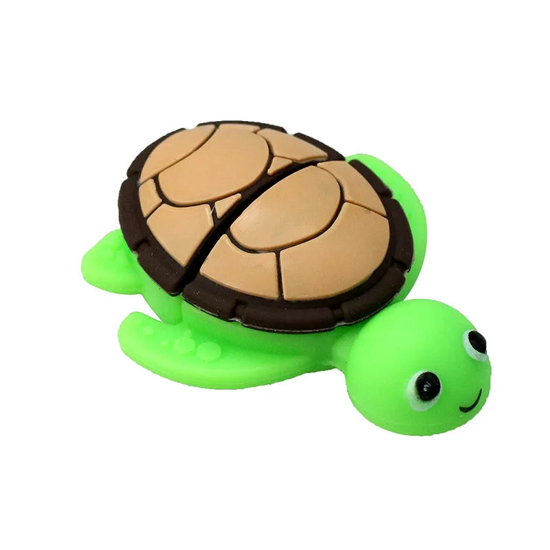 Creative cartoon turtle USB flash drive in green colour with capacity options from 4GB to 64GB