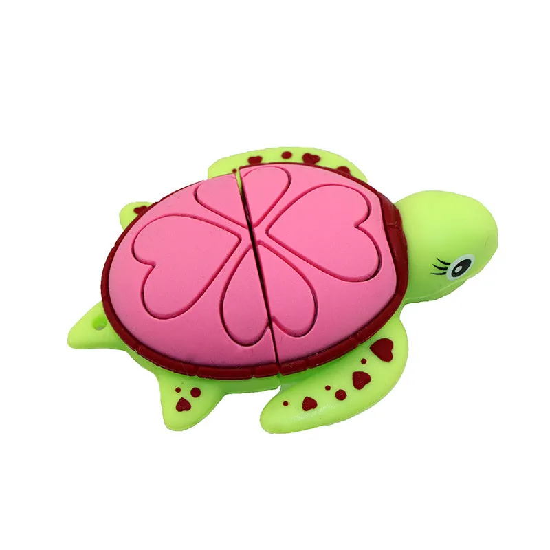 Creative cartoon turtle USB flash drive in green colour with capacity options from 4GB to 64GB