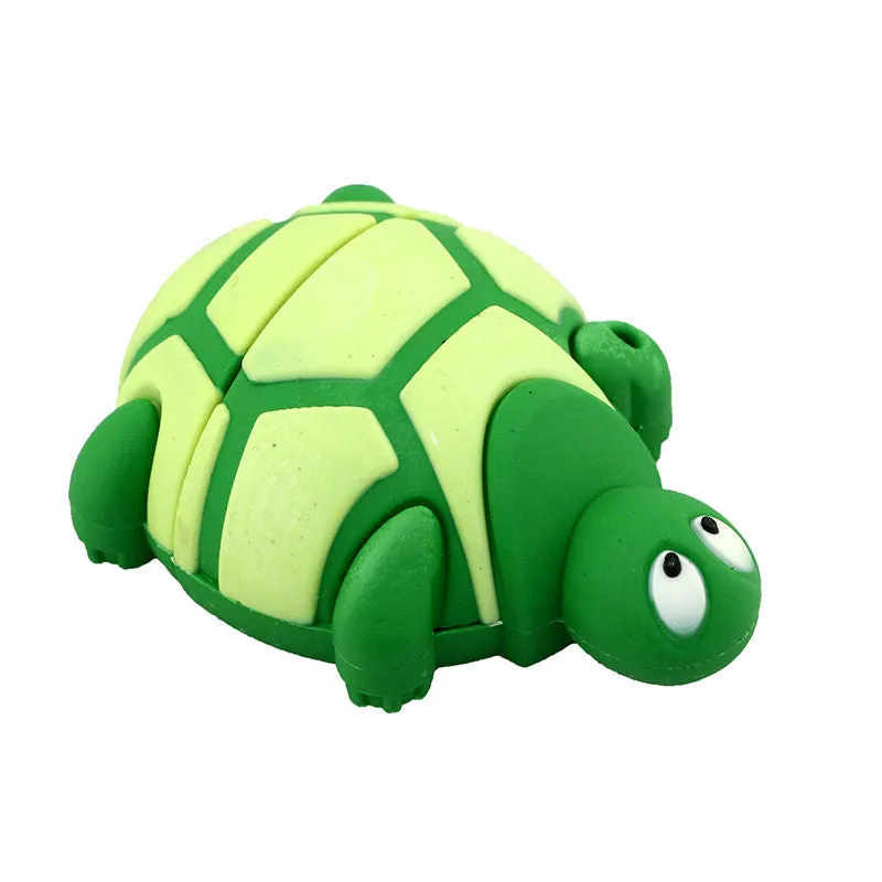 Creative cartoon turtle USB flash drive in green colour with capacity options from 4GB to 64GB