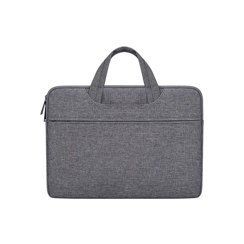 Waterproof laptop bag and liner in dark grey with soft handle and zipper closure for 15.6 inch notebook