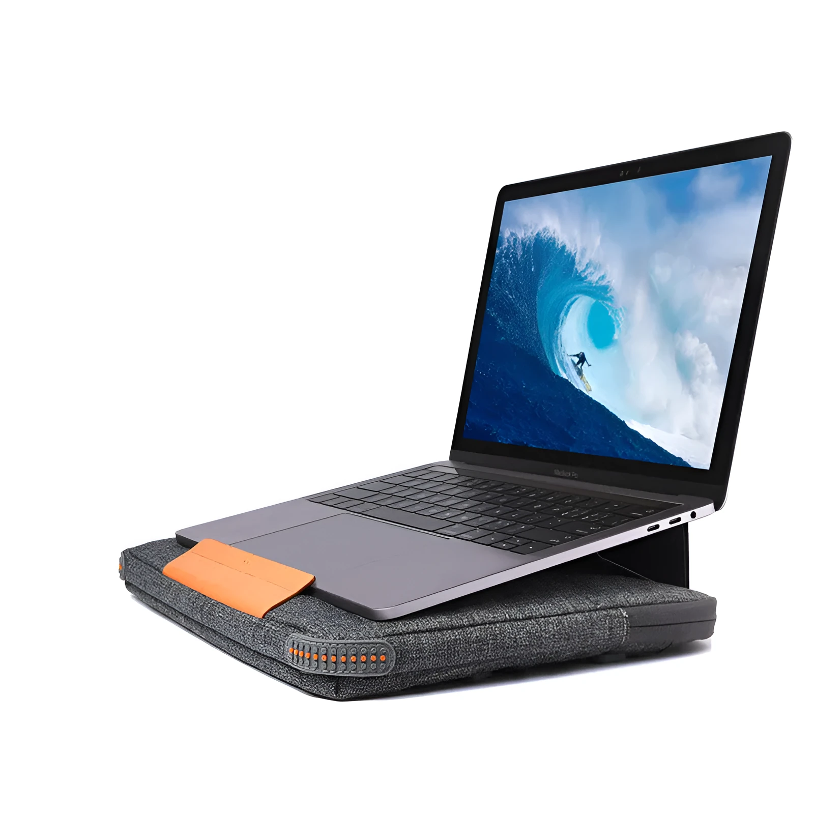 Microsoft Surface Pro 4 protective sleeve in grey 600D nylon with front pocket and fluffy interior