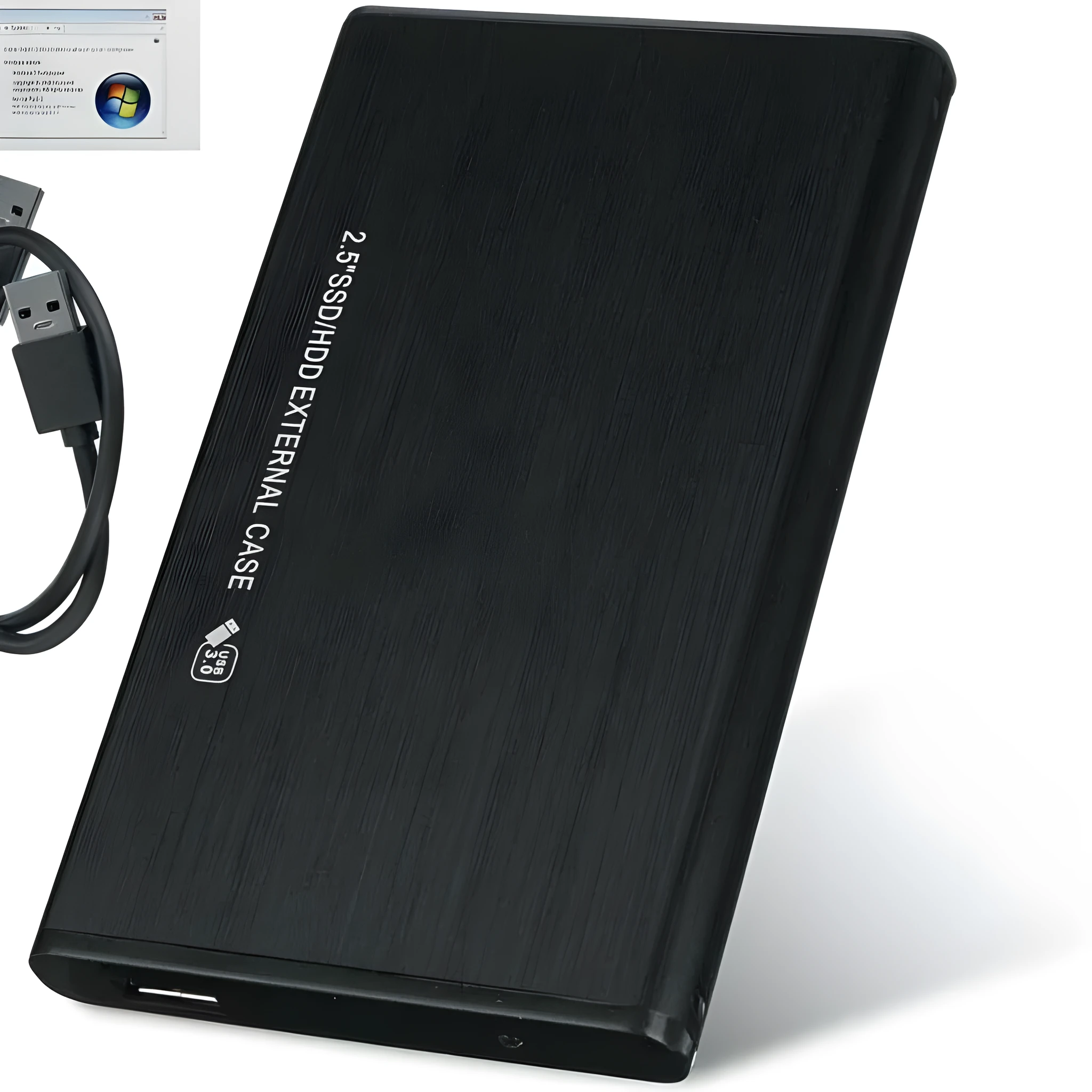 2.5 inch SATA to USB 3.0 hard drive enclosure in black aluminium finish
