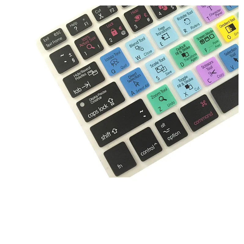 Silicone keyboard cover with Adobe Illustrator shortcuts for MacBook Air and Pro 13 15 17 inch