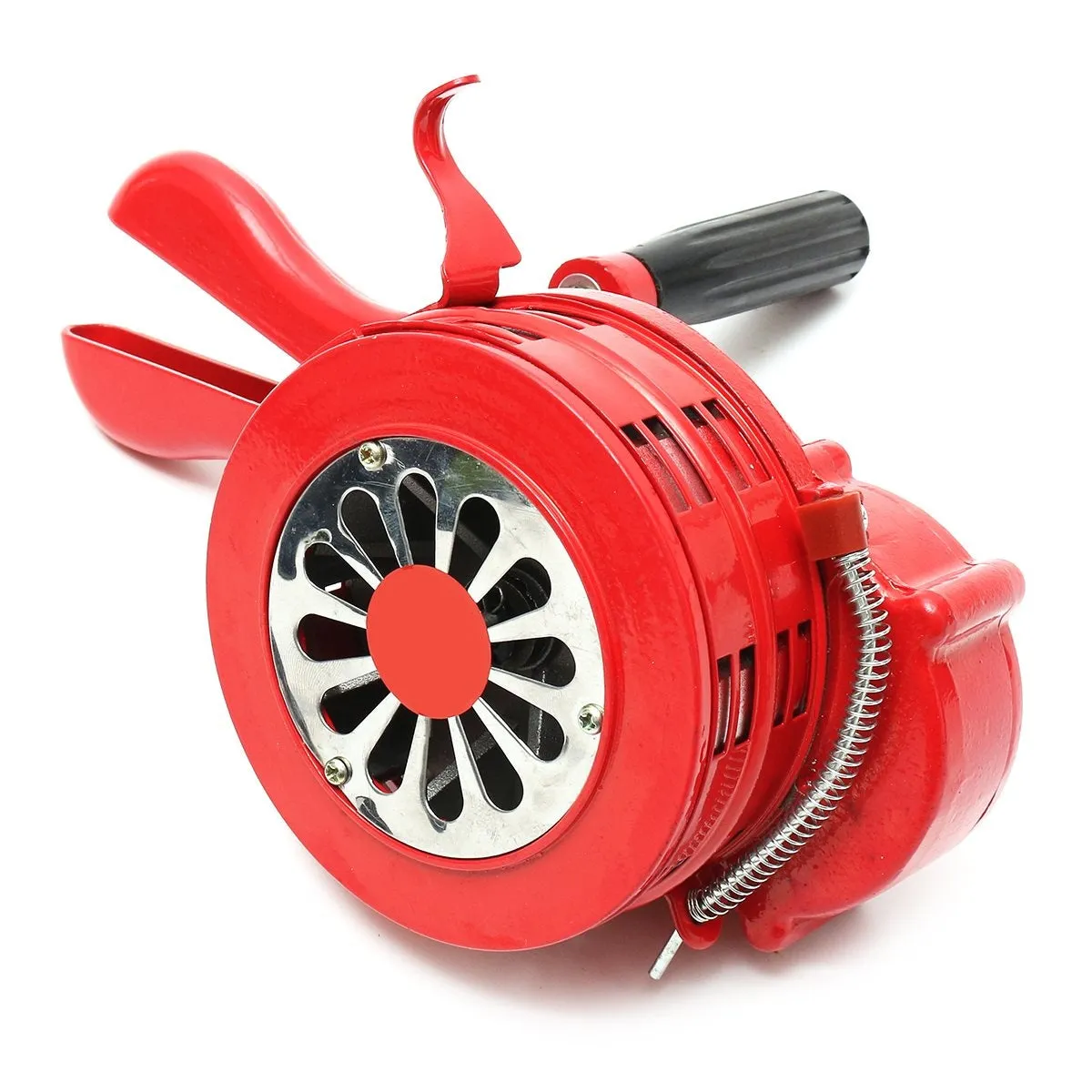 Red manual hand crank air raid alarm siren made of aluminium alloy with folding handle