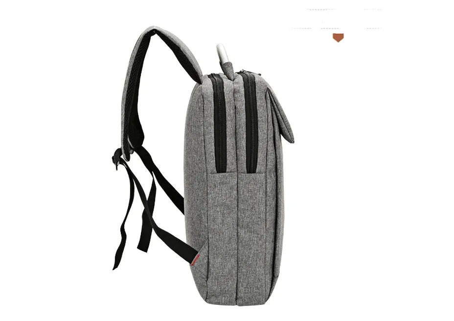 Double shoulder nylon laptop backpack for 15 inch notebook in black colour