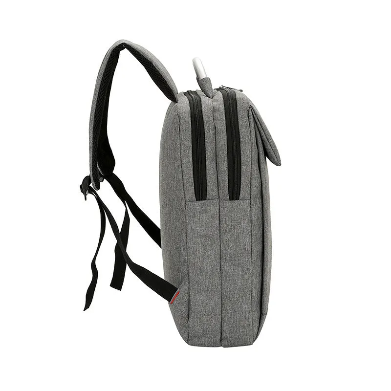 Double shoulder nylon laptop backpack for 15 inch notebook in black colour