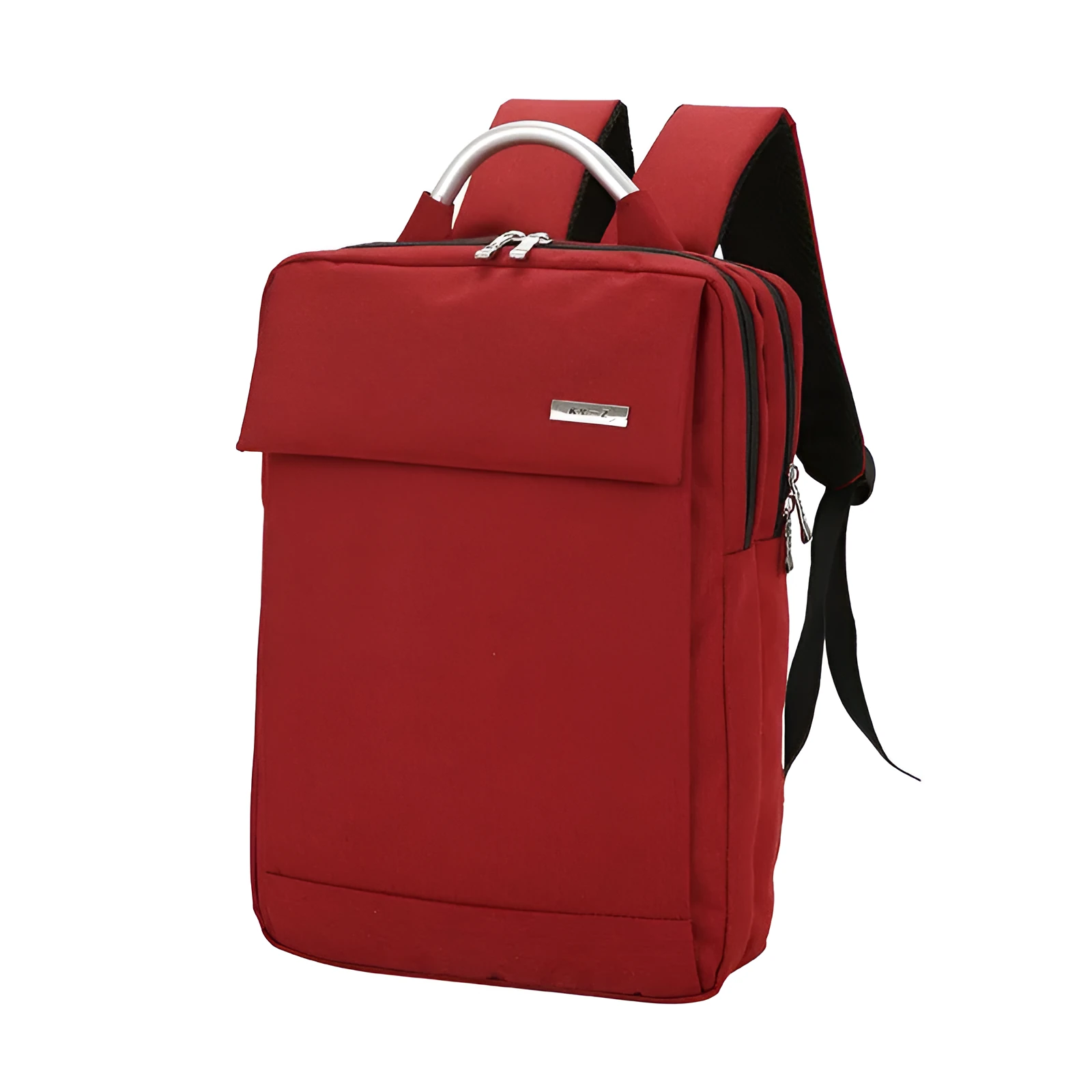 Double shoulder nylon laptop backpack for 15 inch notebook in black colour