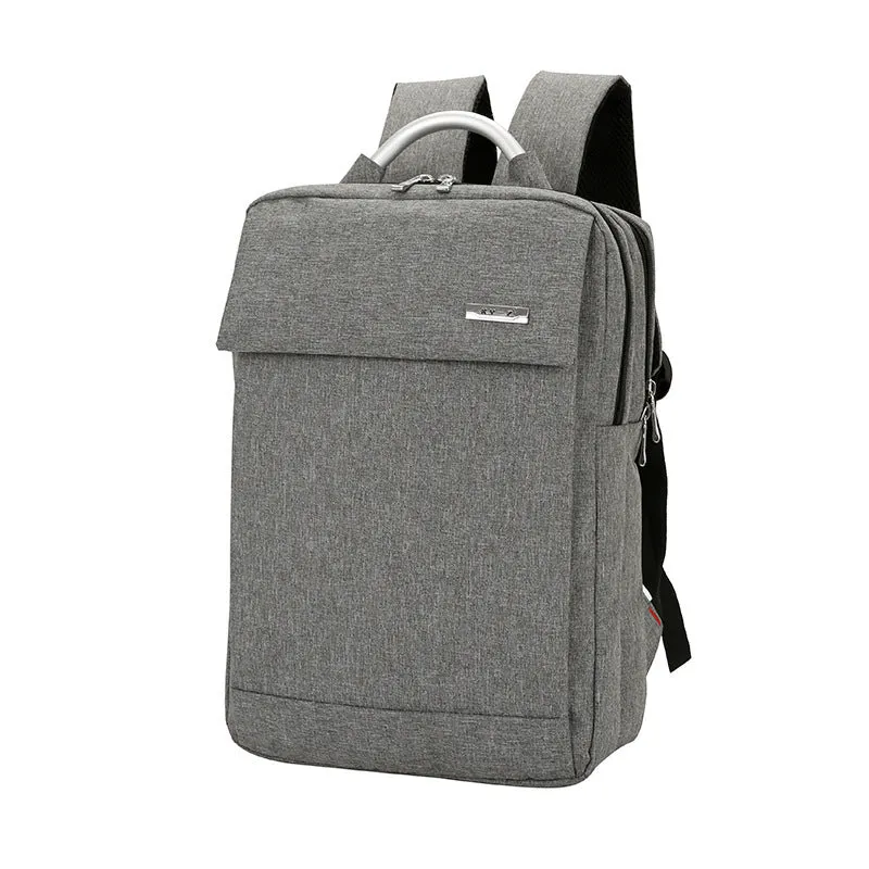 Double shoulder nylon laptop backpack for 15 inch notebook in black colour
