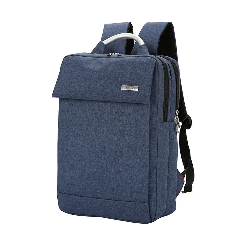 Double shoulder nylon laptop backpack for 15 inch notebook in black colour