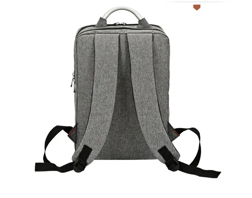 Double shoulder nylon laptop backpack for 15 inch notebook in black colour