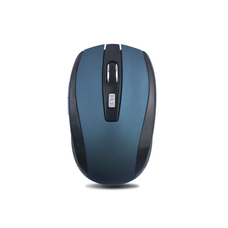 Matte wireless mouse in peacock blue with USB receiver, 2.4GHz, 1000dpi, six buttons, 101x60x35mm