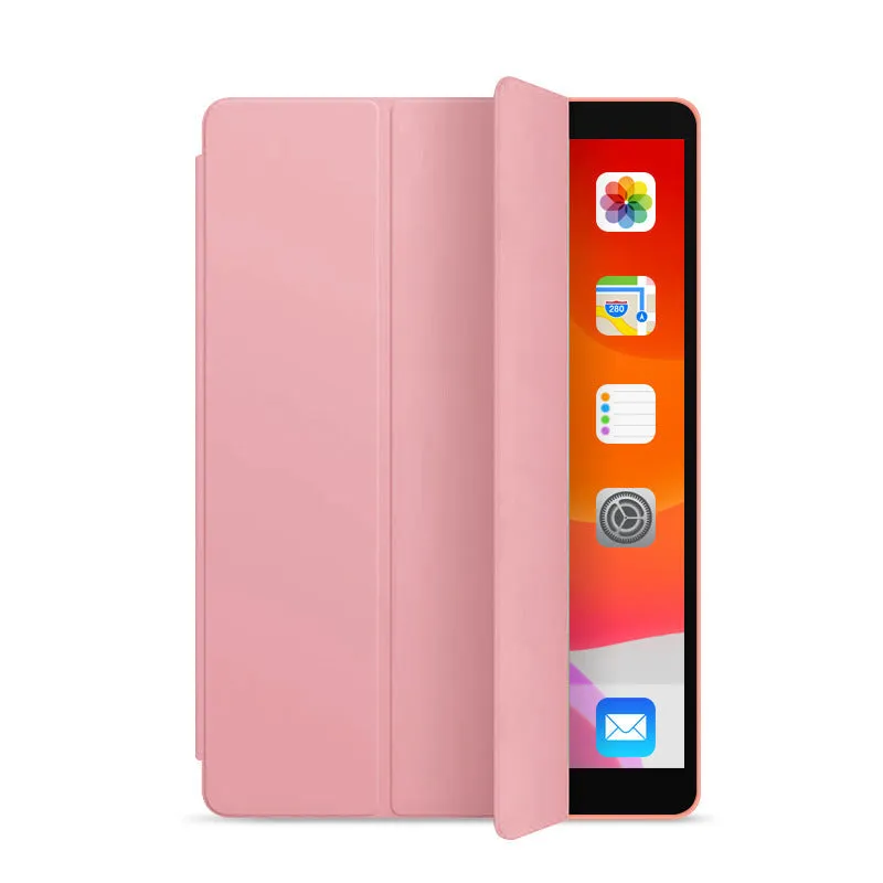 Multicolour imitation leather iPad protective case with integrated pencil holder and shockproof TPU shell