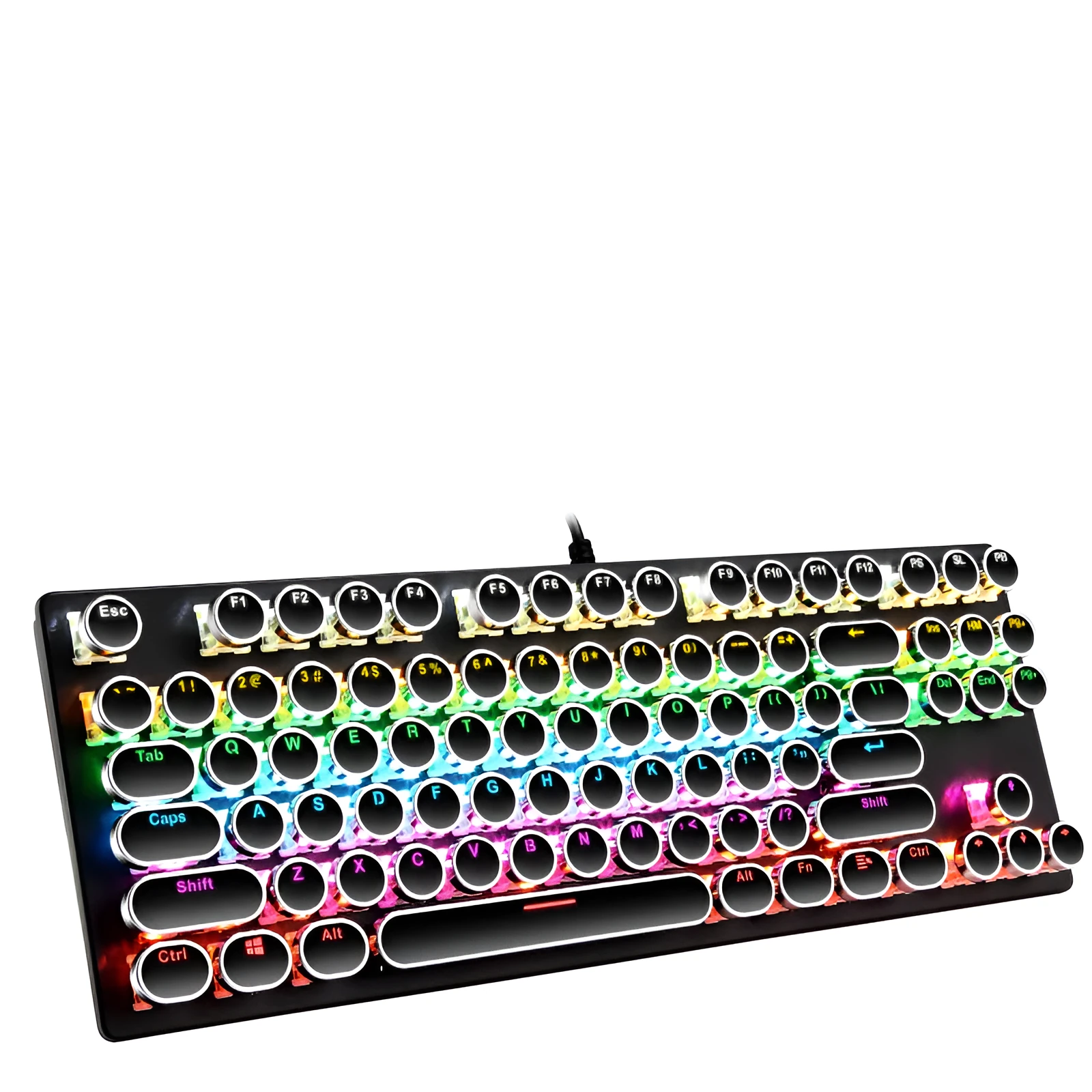Wired 87-key electroplating punk real mechanical blue axis gaming keyboard with luminous backlight in white colour