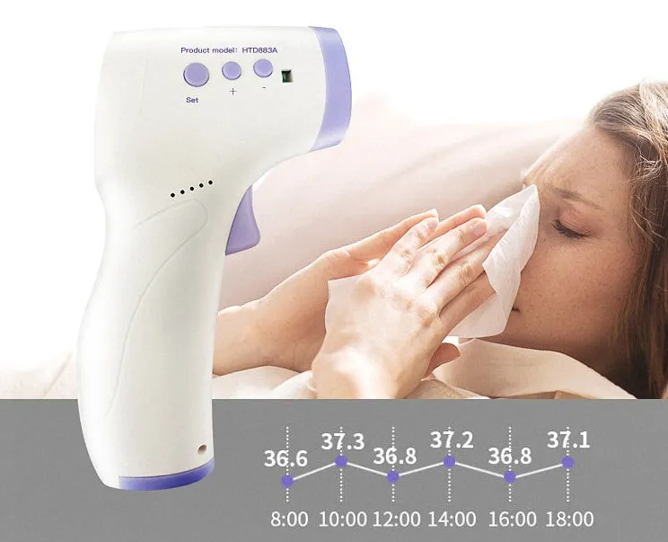 Non-contact infrared temperature measuring gun model HTD883A with digital display and trigger button