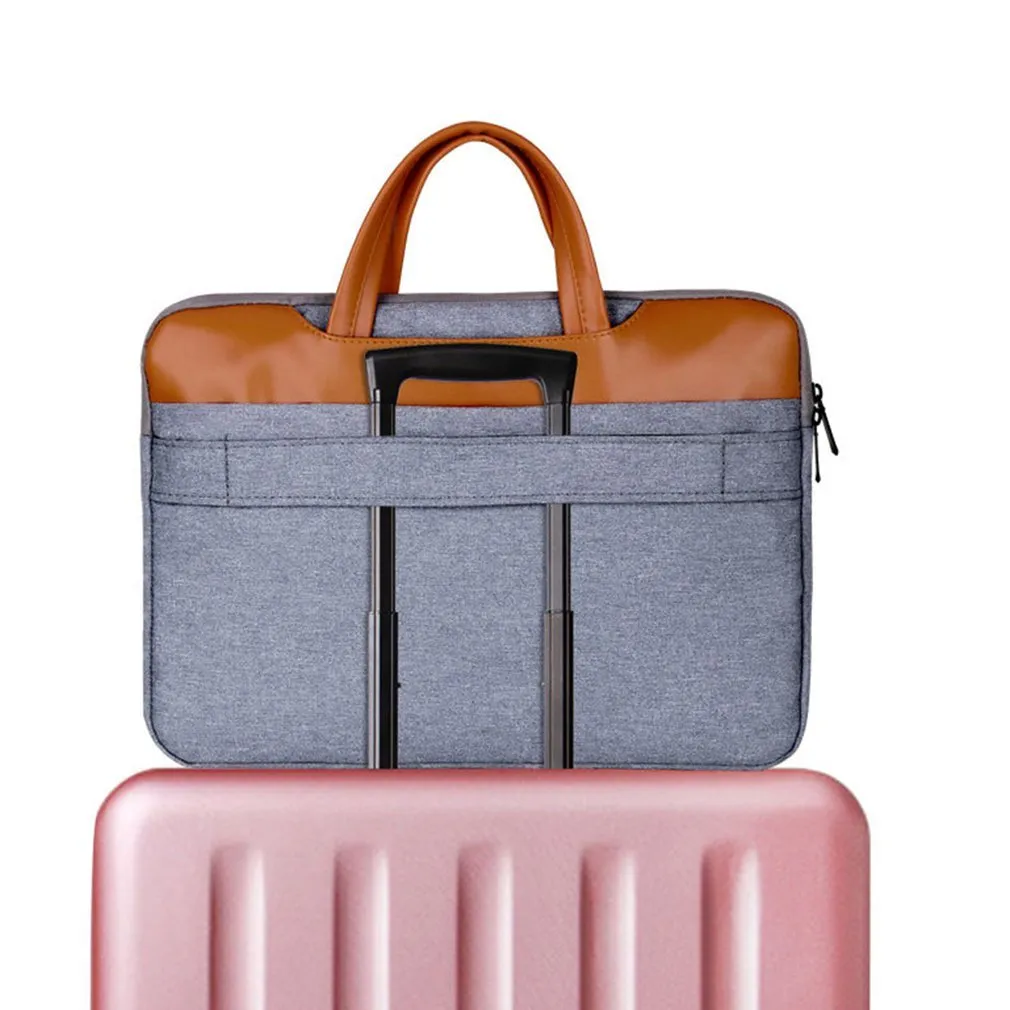 Grey nylon official document liner laptop bag for 15-inch devices with zip closure