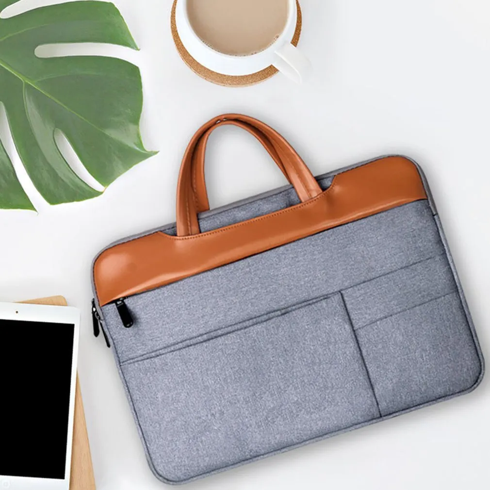 Grey nylon official document liner laptop bag for 15-inch devices with zip closure