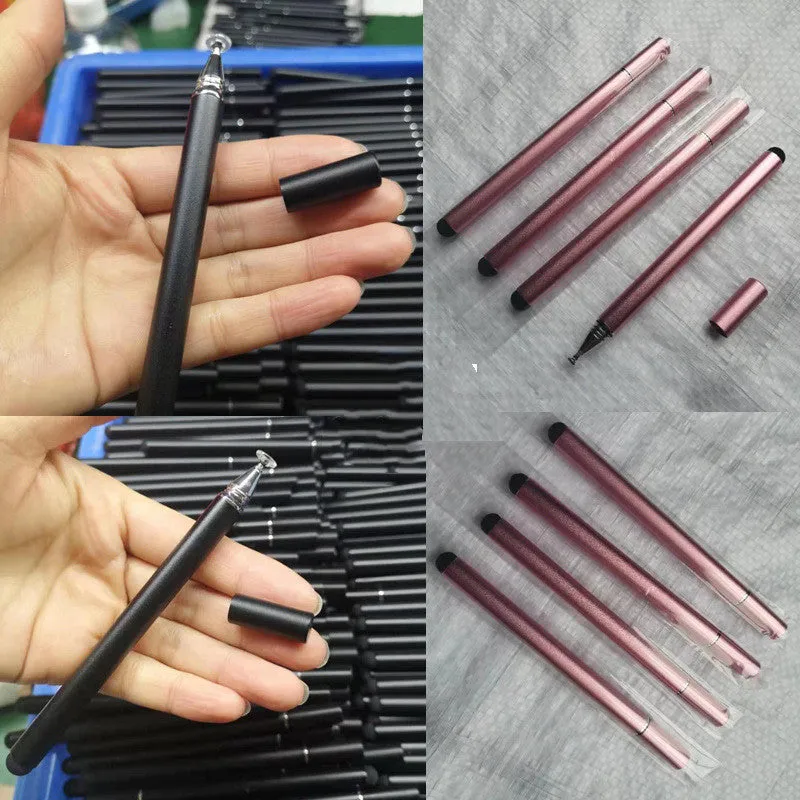 Black aluminium disc pen 124.2mm with copper parts for touch screen and writing