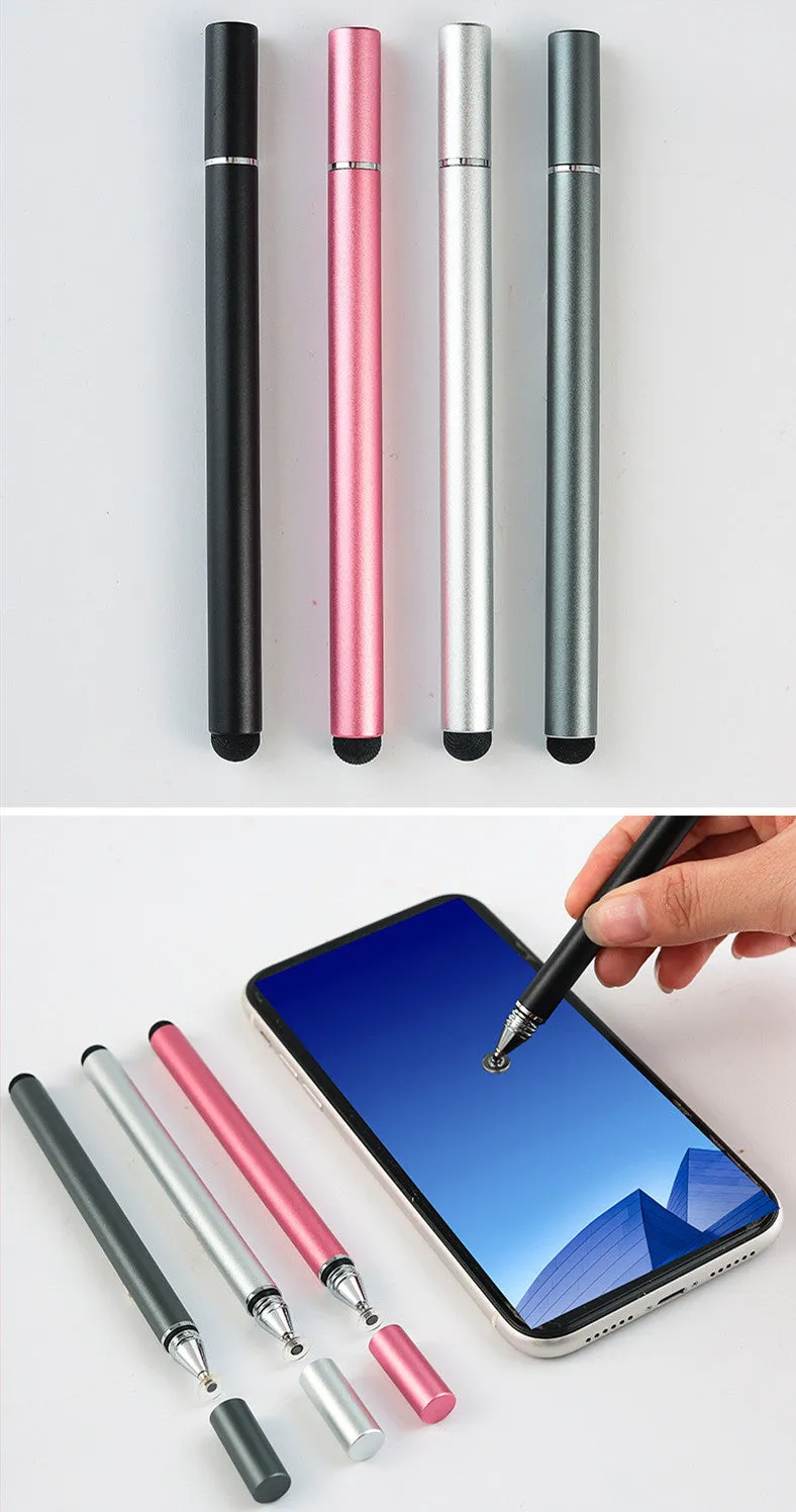 Black aluminium disc pen 124.2mm with copper parts for touch screen and writing