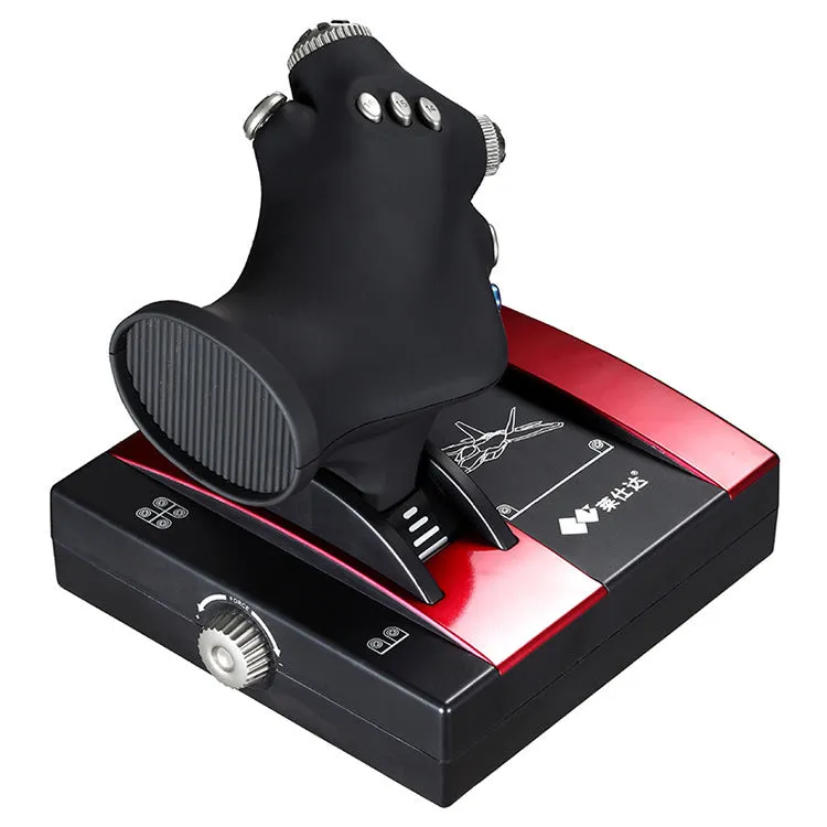 Red USB flight simulation controller joystick with ABS construction for computer gaming