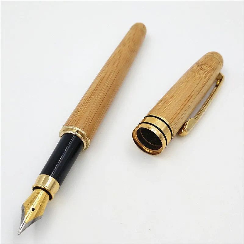 Bamboo signature pen set with ballpoint pen and pen case in true colour