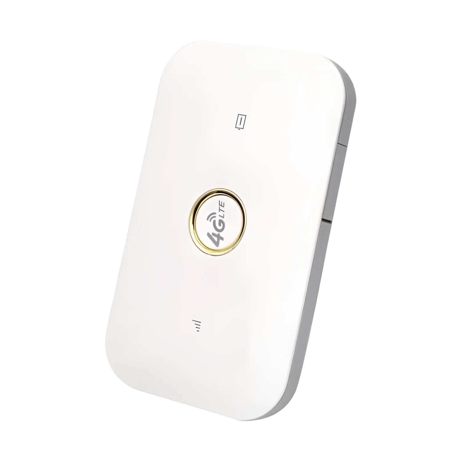 Portable 4G car wireless router with single SIM slot, measuring 104mm by 64mm by 15mm