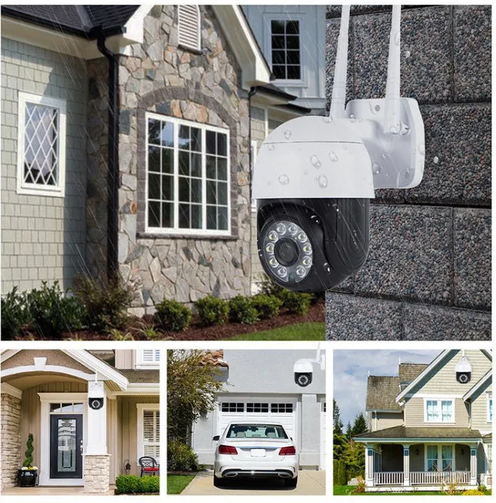 Wireless outdoor night vision wide-angle dome network camera with 2MP 1080p resolution and ABS housing