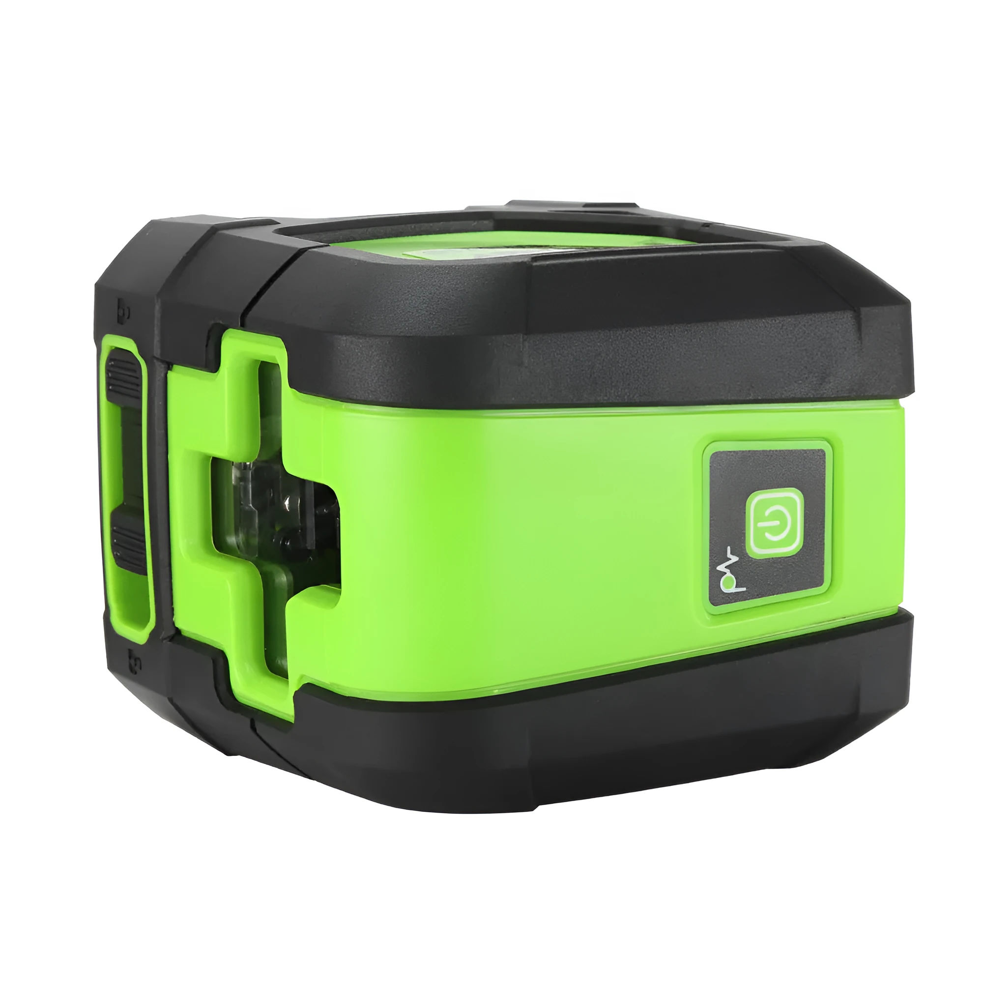 Compact 2-wire laser level gauge with red or green 635nm beam on a work surface