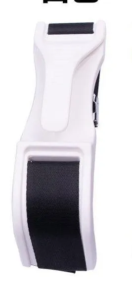 Black car seat belt cover for pregnant women with ABS injection frame, 60x200mm size on co-pilot belt