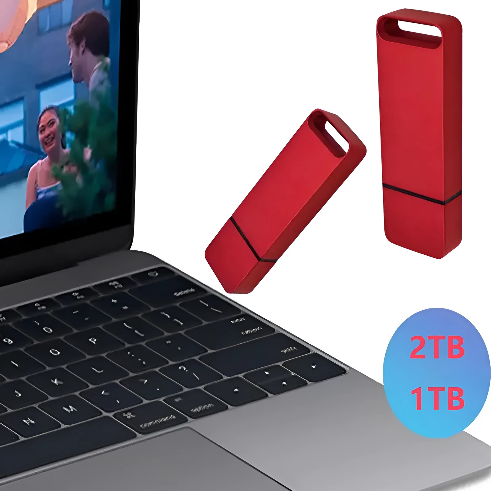 Customisable metal USB flash drive in black, red, or silver with large storage capacity options
