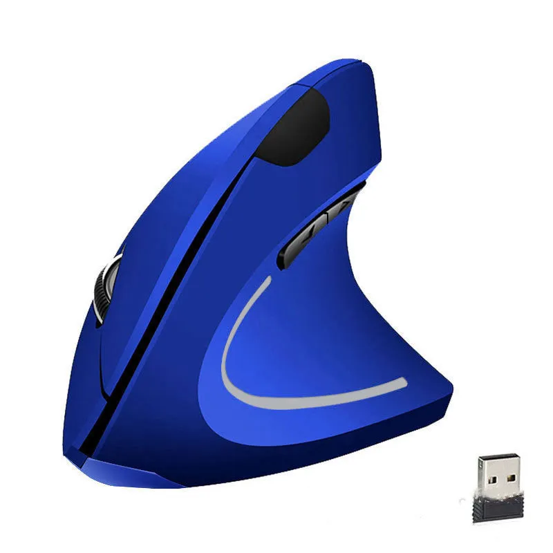 Wired black optical mouse with ergonomic handheld shape, six buttons, four-way scroll wheel, and USB cable on a desk