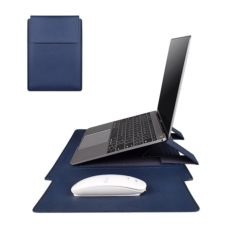 Imitation leather clamshell laptop sleeve for 13.3 and 15.6 inch notebooks in black blue coffee and green