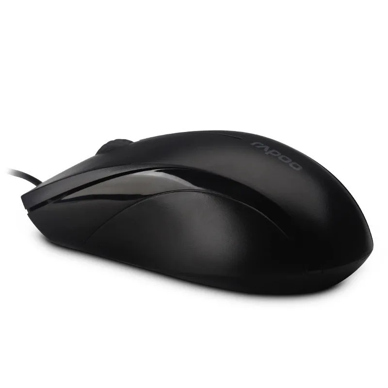 Black wired USB optical mouse with 1000dpi sensor, ergonomic shape, and 1.5-metre cable for desktop computers
