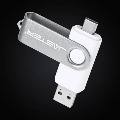 USB 3.0 external hard drive with metal shell in black on a flat surface