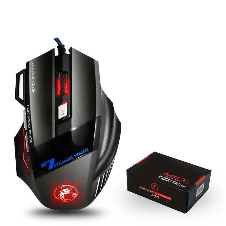 RGB breathing light wired gaming mouse with seven buttons and four-way scroll wheel