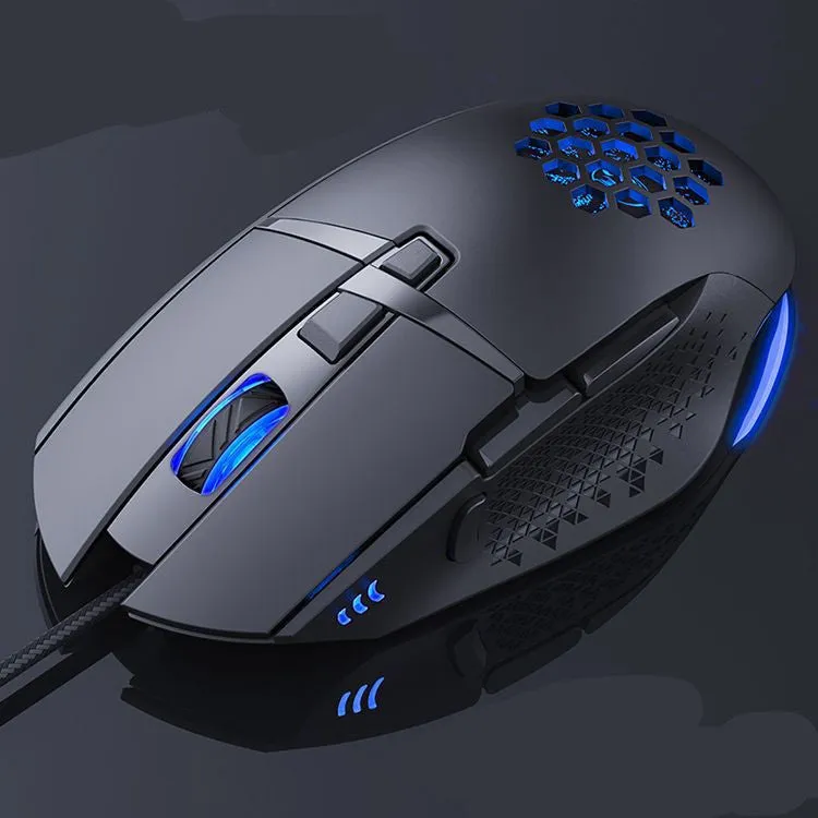 RGB breathing light wired gaming mouse with seven buttons and four-way scroll wheel