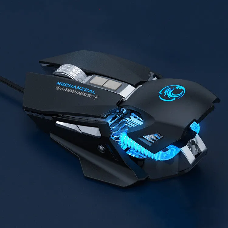 RGB breathing light wired gaming mouse with seven buttons and four-way scroll wheel