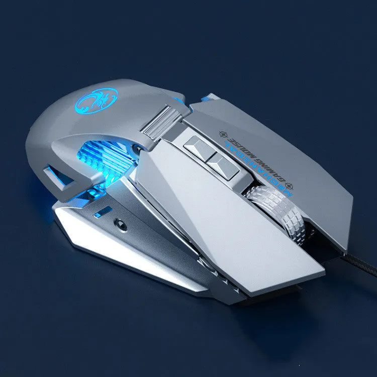 RGB breathing light wired gaming mouse with seven buttons and four-way scroll wheel