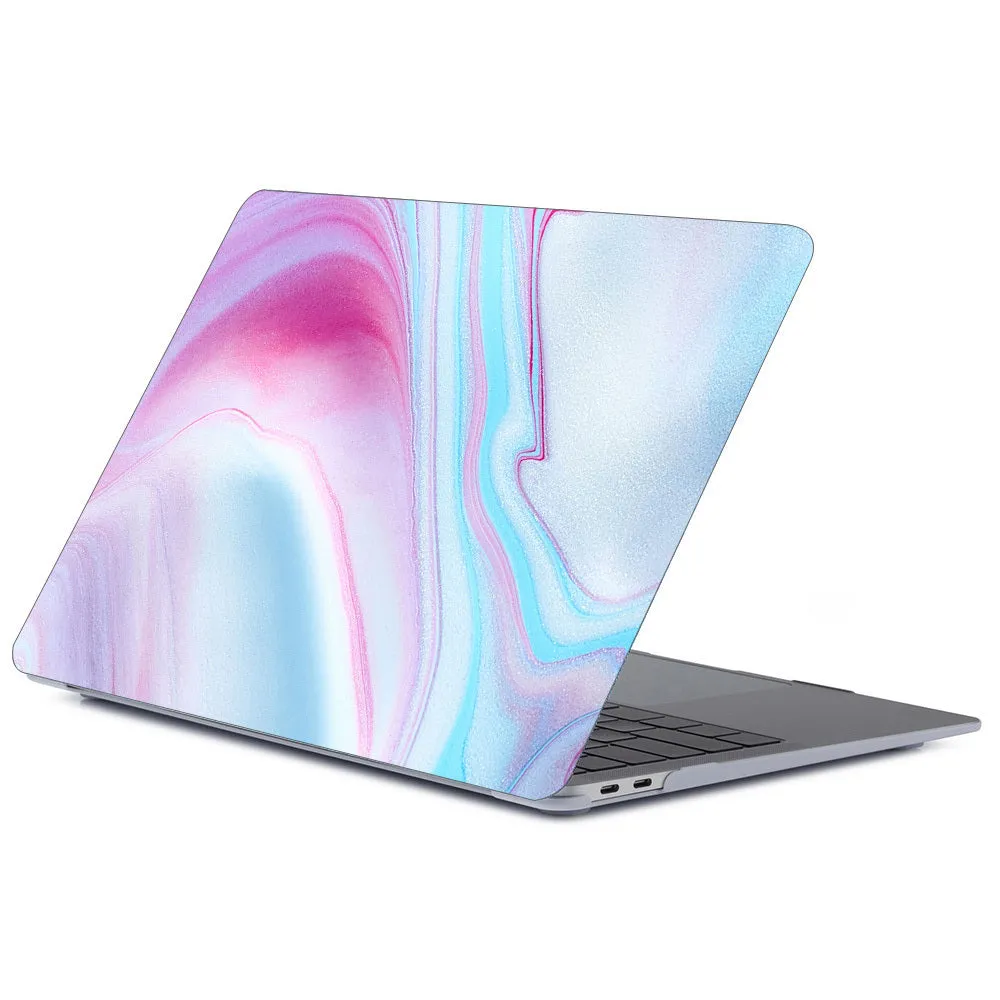 Marbled frosted notebook protective case for Apple MacBook, blue gold colour, with German PC material and high-definition print