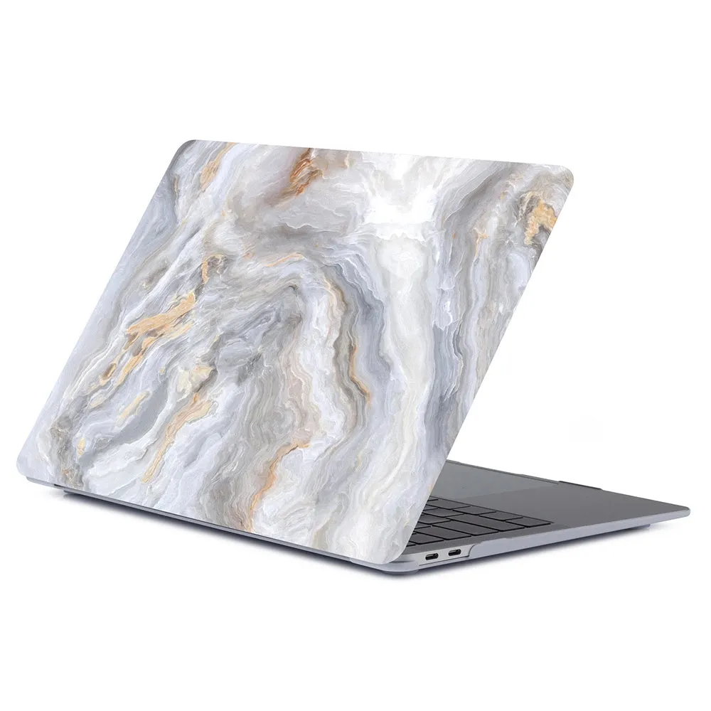 Marbled frosted notebook protective case for Apple MacBook, blue gold colour, with German PC material and high-definition print