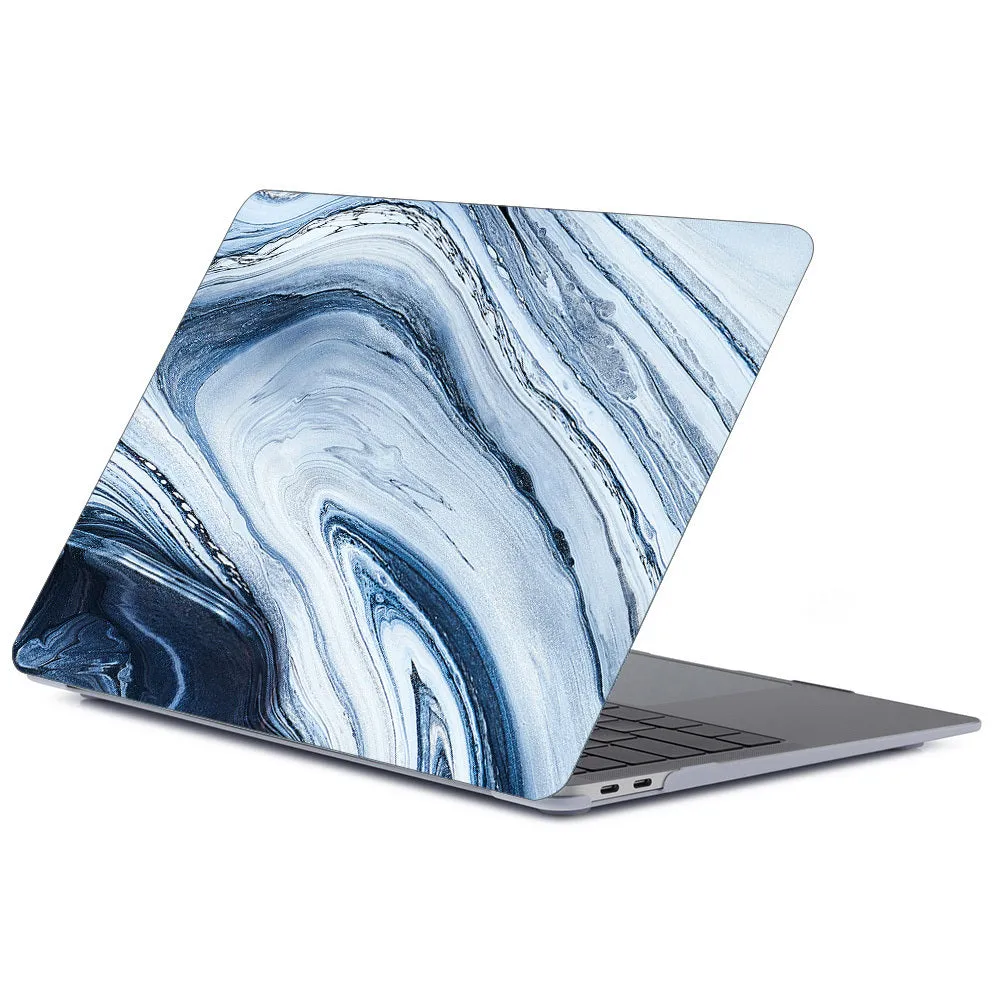 Marbled frosted notebook protective case for Apple MacBook, blue gold colour, with German PC material and high-definition print