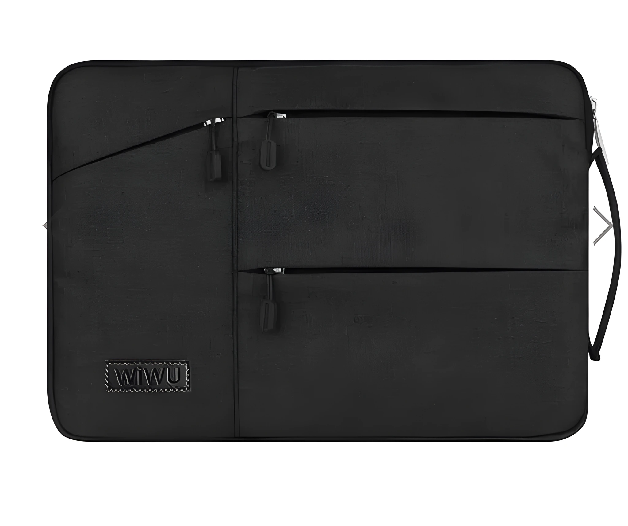 Shockproof portable laptop case in black nylon with zipper closure and interior pockets, fits 15.6 inch laptop
