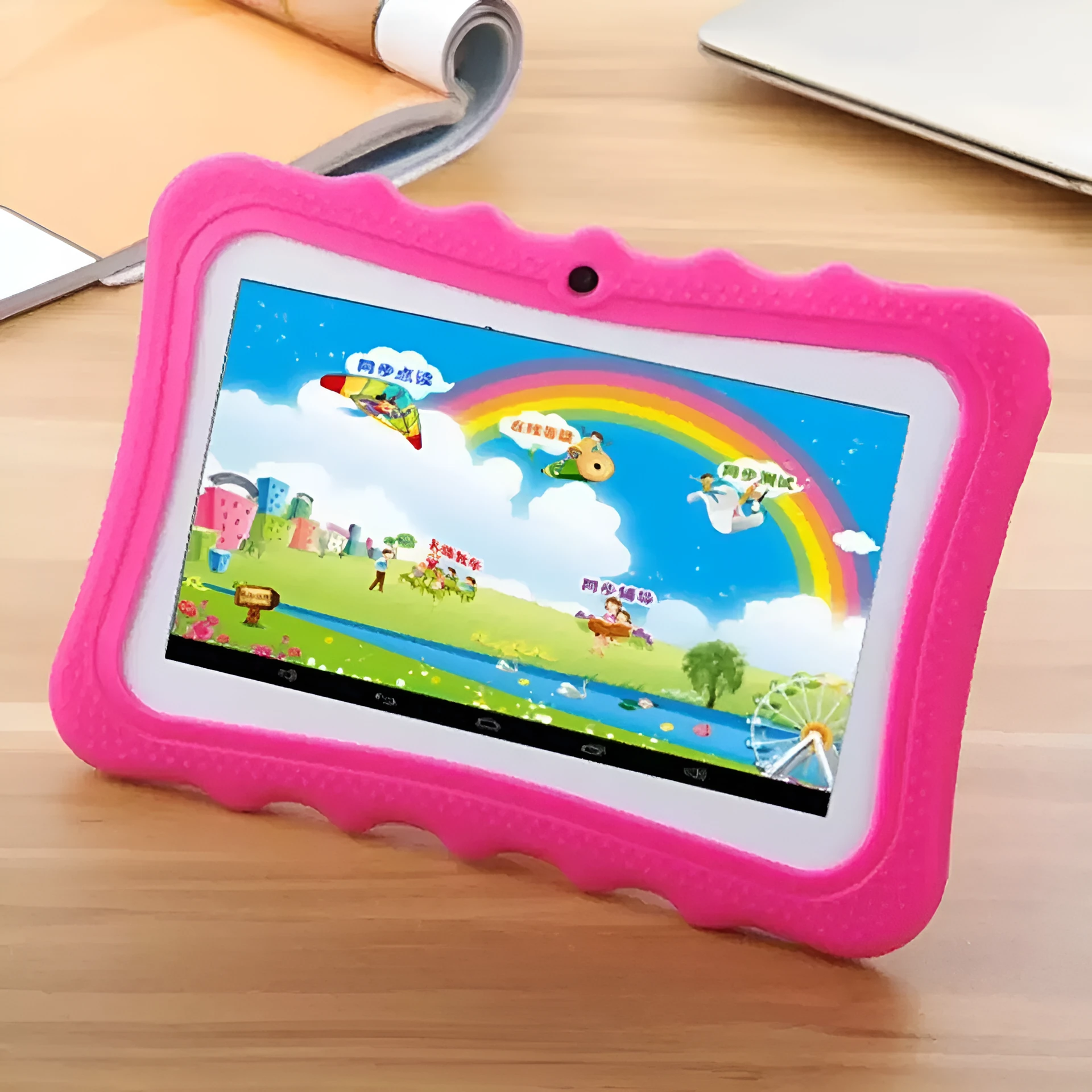 Children's tablet learning machine with 7 inch HD screen in Rose Pink colour
