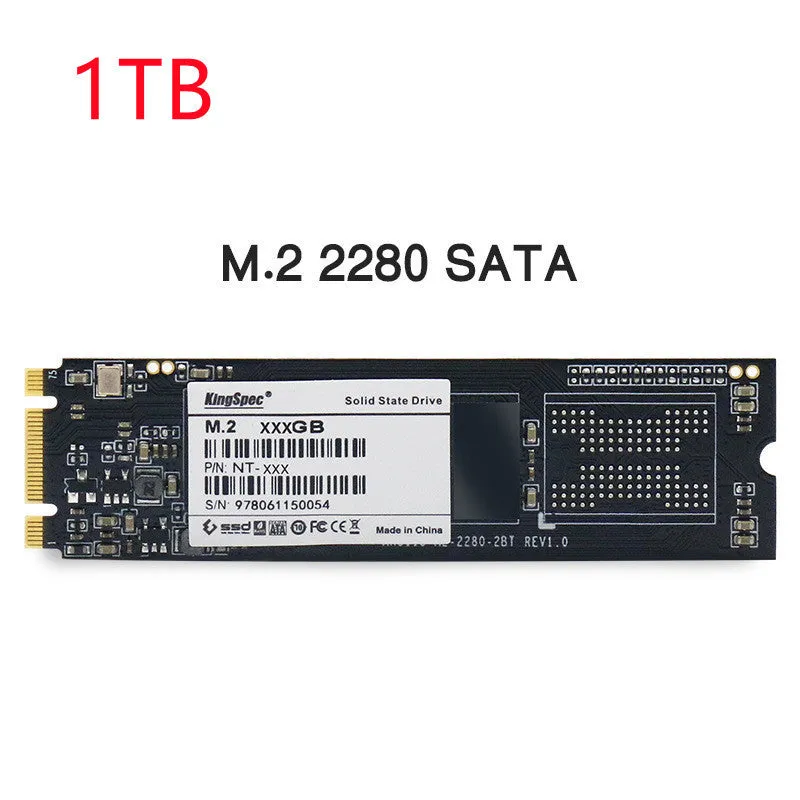 KingSpec M.2 NGFF 2280 SATA SSD solid state drive black PCB 22x80mm