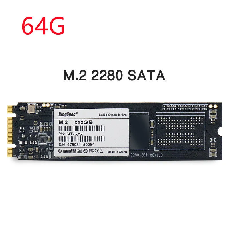 KingSpec M.2 NGFF 2280 SATA SSD solid state drive black PCB 22x80mm