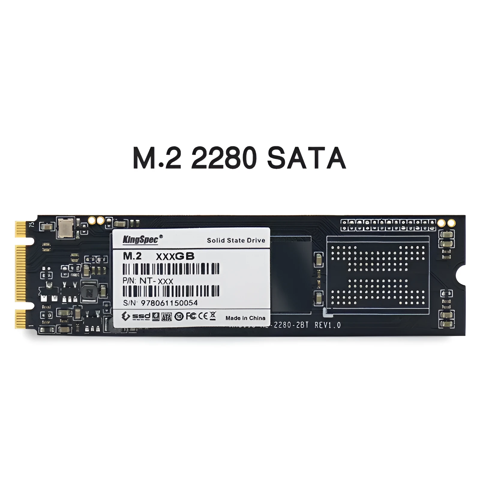KingSpec M.2 NGFF 2280 SATA SSD solid state drive black PCB 22x80mm