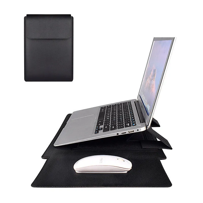 Laptop protective holster bracket inner bag leather texture PU in Black for 13.3 inch laptop simple style