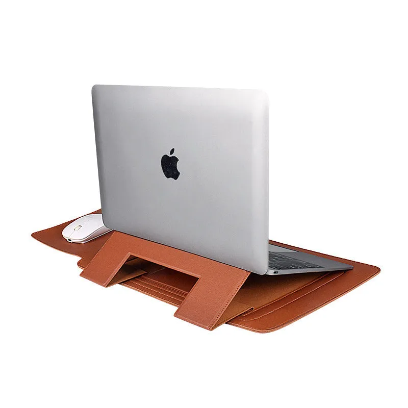 Laptop protective holster bracket inner bag leather texture PU in Black for 13.3 inch laptop simple style