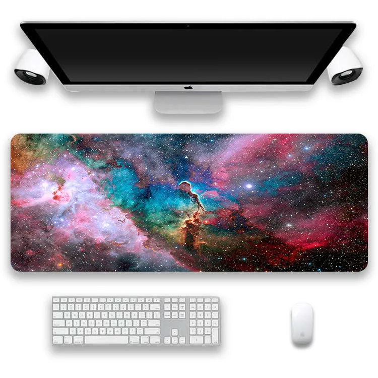 Non-slip rubber cloth keyboard mat with star mouse design printed using L heat transfer on a desk