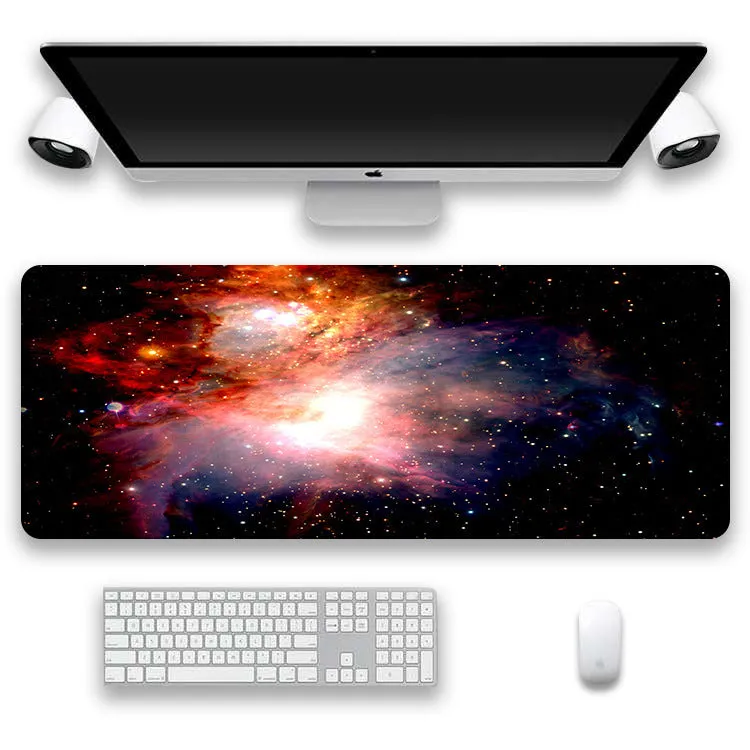Non-slip rubber cloth keyboard mat with star mouse design printed using L heat transfer on a desk