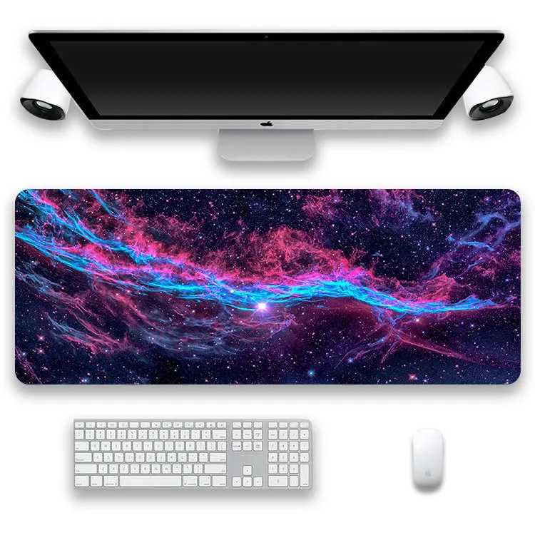 Non-slip rubber cloth keyboard mat with star mouse design printed using L heat transfer on a desk